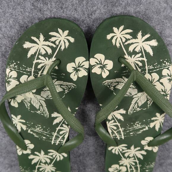 Casual Sandals Mens 12 Flip Flops Shoes Slip On Green Summer Beach Surf Flat - Picture 6 of 10